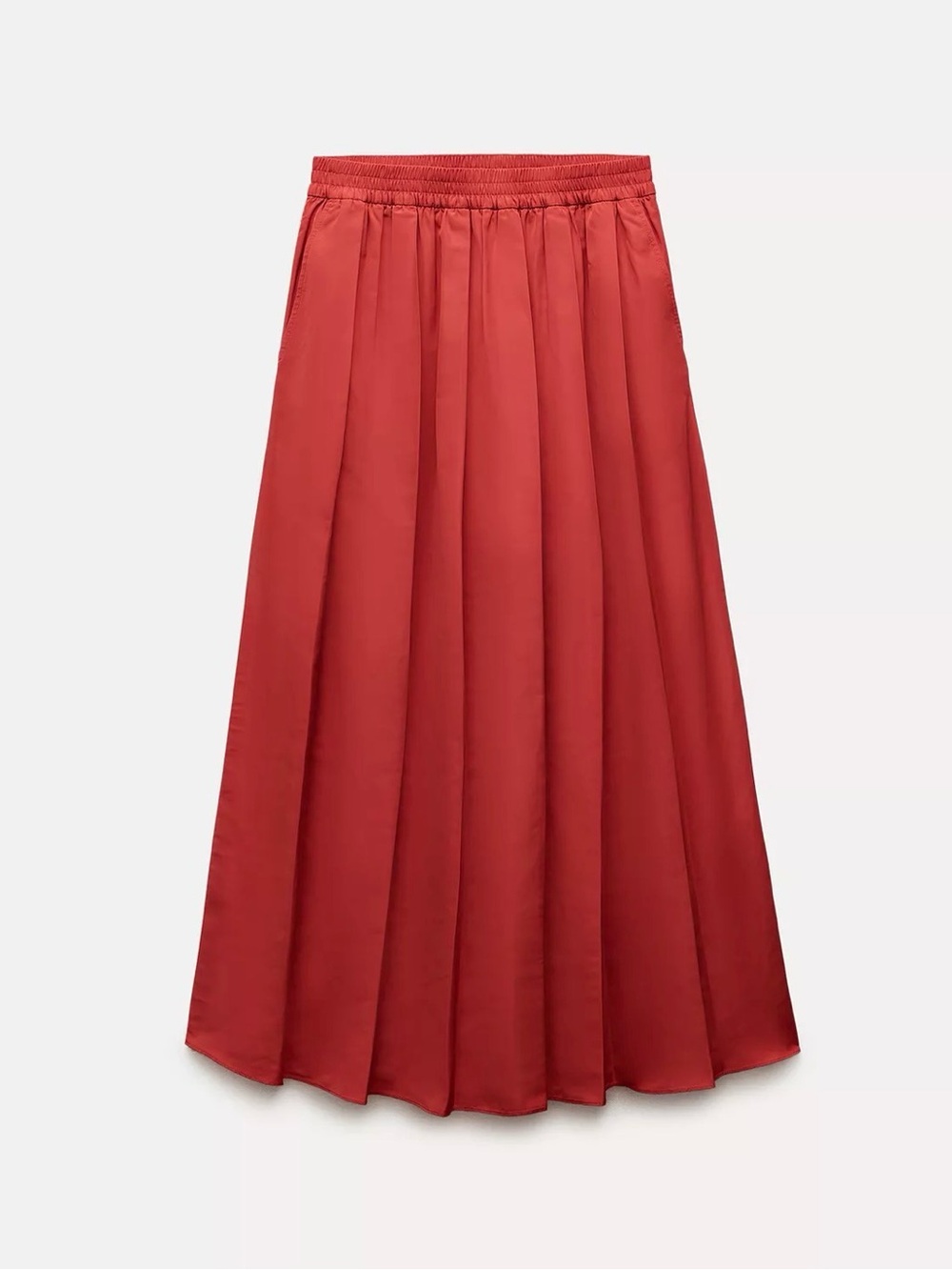 Zara Full Red Midi Skirt ZW Collection